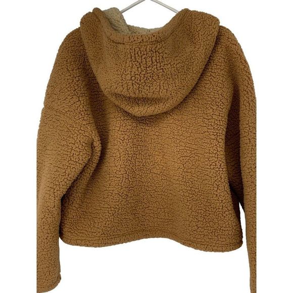 Shein Hoodie Sherpa Jacket Zip Front Cozy Teddy Patch pockets Size M Sweater 301 - Picture 5 of 6